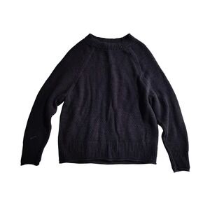 Sonoma Goods For Life Black Popcorn Knit Crewneck Sweater Petite Small PS